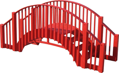 Imperial Wooden Garden Bridge with Stairs 4 Rail Extensions 8 ft.
