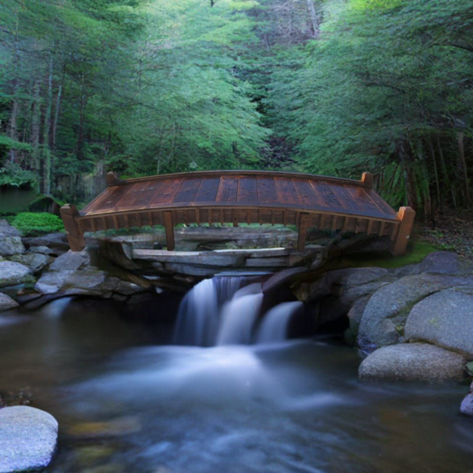 Wooden Garden Bridge with Low Rails 12 ft.