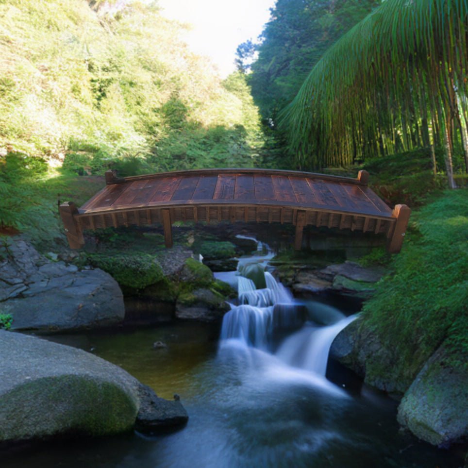 Wooden Garden Bridge with Low Rails 12 ft.