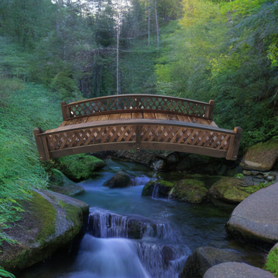 Butterfly Garden Bridge with Diamond Lattice Railings 6 ft.