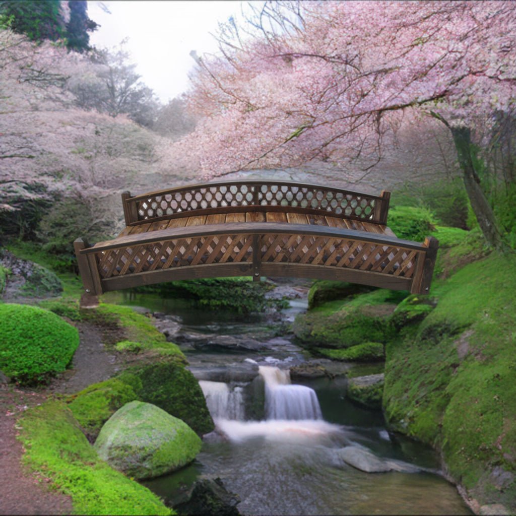 Butterfly Garden Bridge with Diamond Lattice Railings 6 ft.