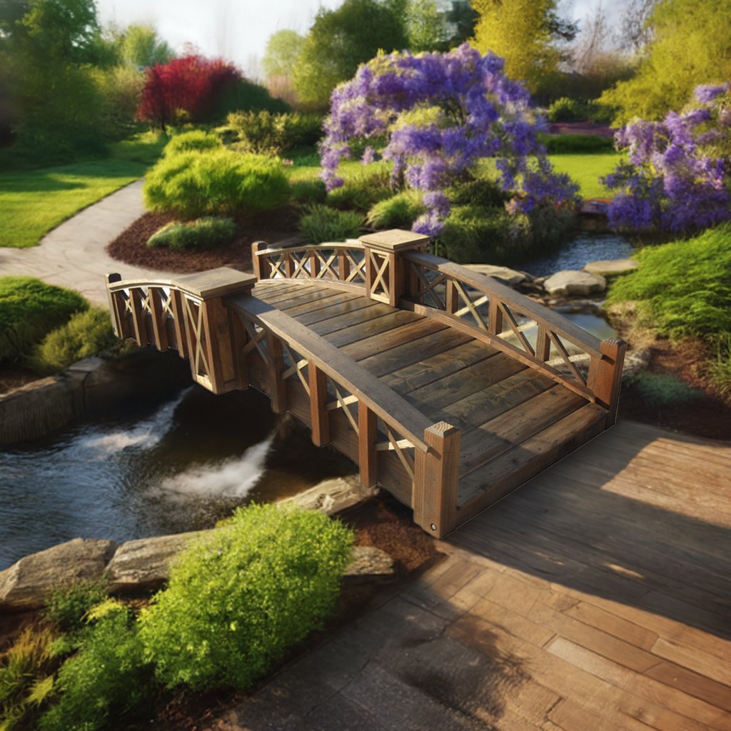 Secret Garden Bridge with Cross Halving Lattice Rails 7 ft.