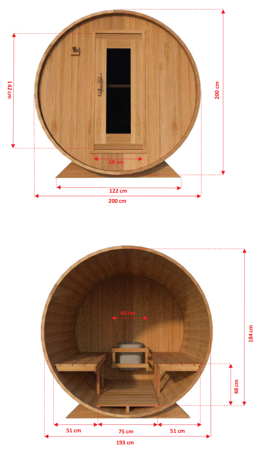 4 Person Barrel Sauna - Harmony