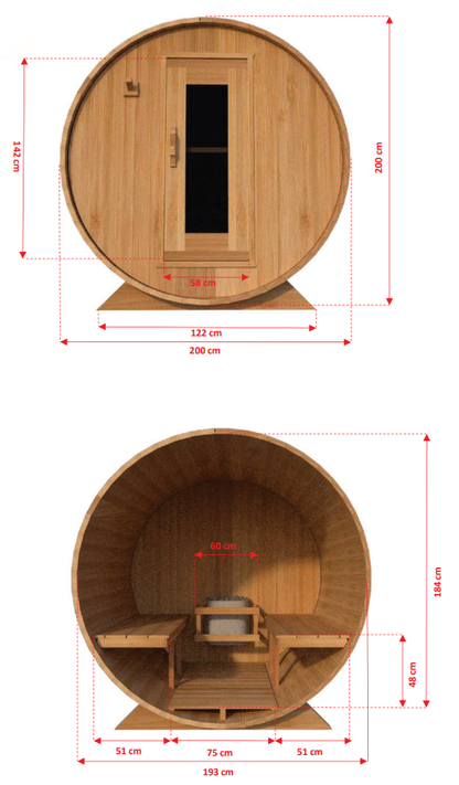 4 Person Barrel Sauna - Harmony