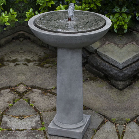 Campania International Hydrangea Leaves Birdbath Fountain