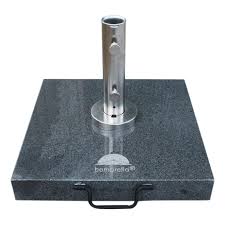 Bambrella 66 lbs Base with 1.5" Pole - Grey Granite & Stainless Steel