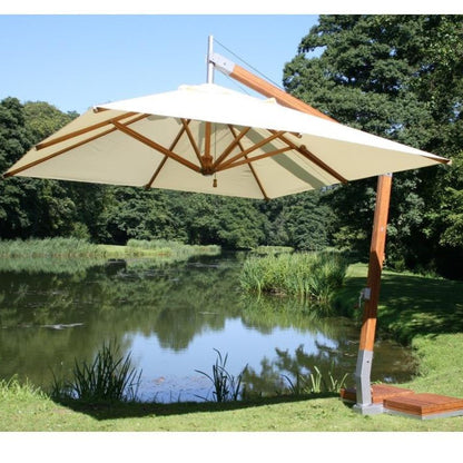 Bambrella Levante Side Wind - 10' and 11' Square Bamboo Cantilever Umbrella