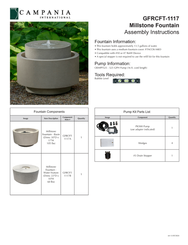 Campania International Millstone Outdoor Water Fountain