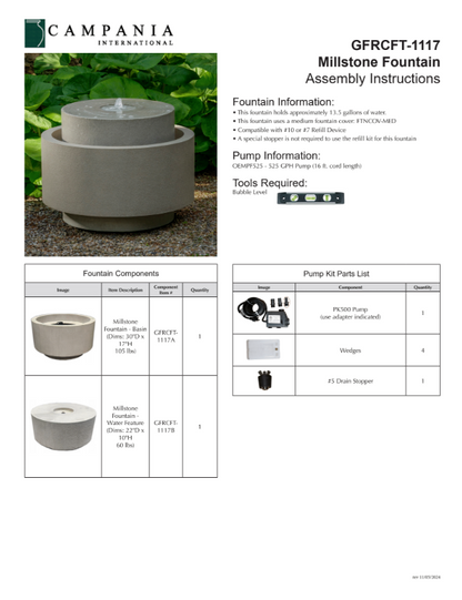 Campania International Millstone Outdoor Water Fountain