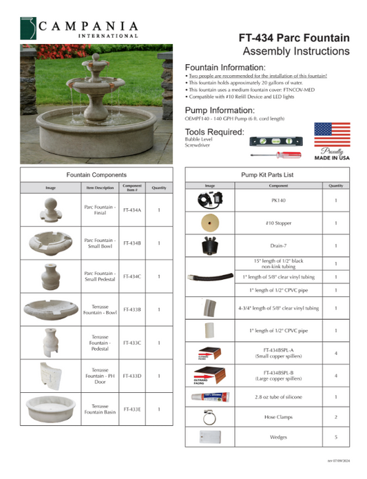 Campania International Parc Water Outdoor Fountain