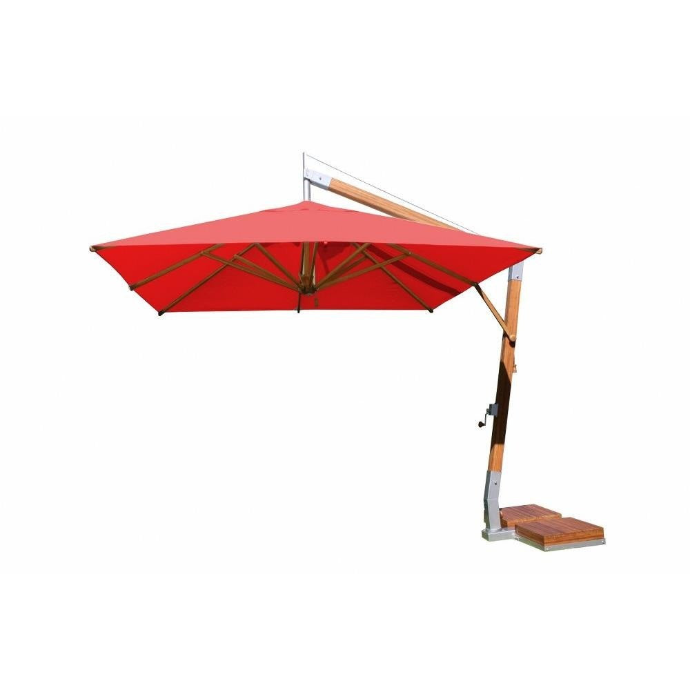 Bambrella Levante Side Wind - 10' and 11' Square Bamboo Cantilever Umbrella