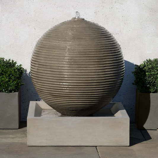 Campania International Ribbed Sphere Outdoor Water Fountain