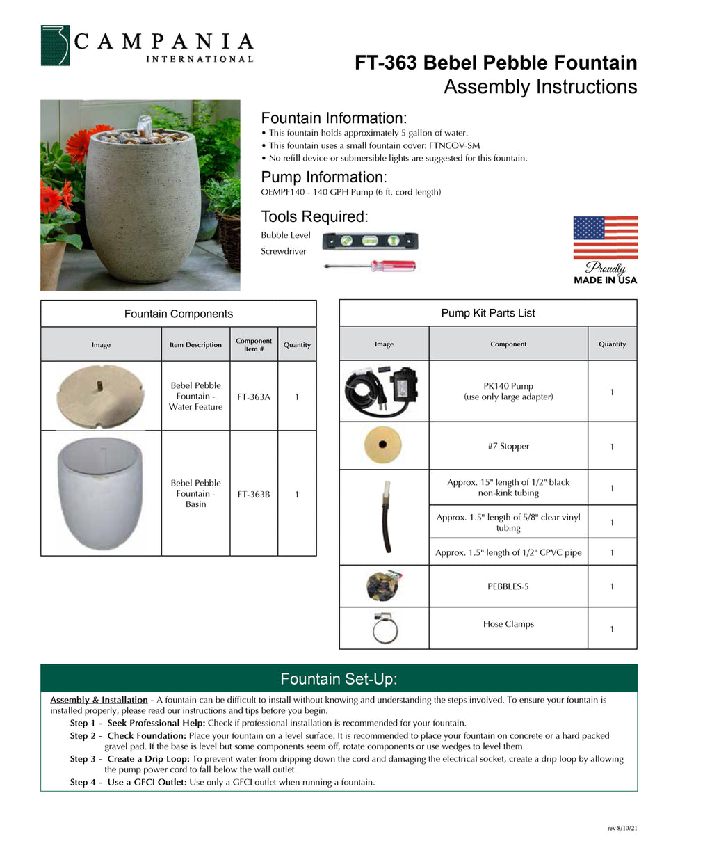 Campania International Bebel Pebble Fountain