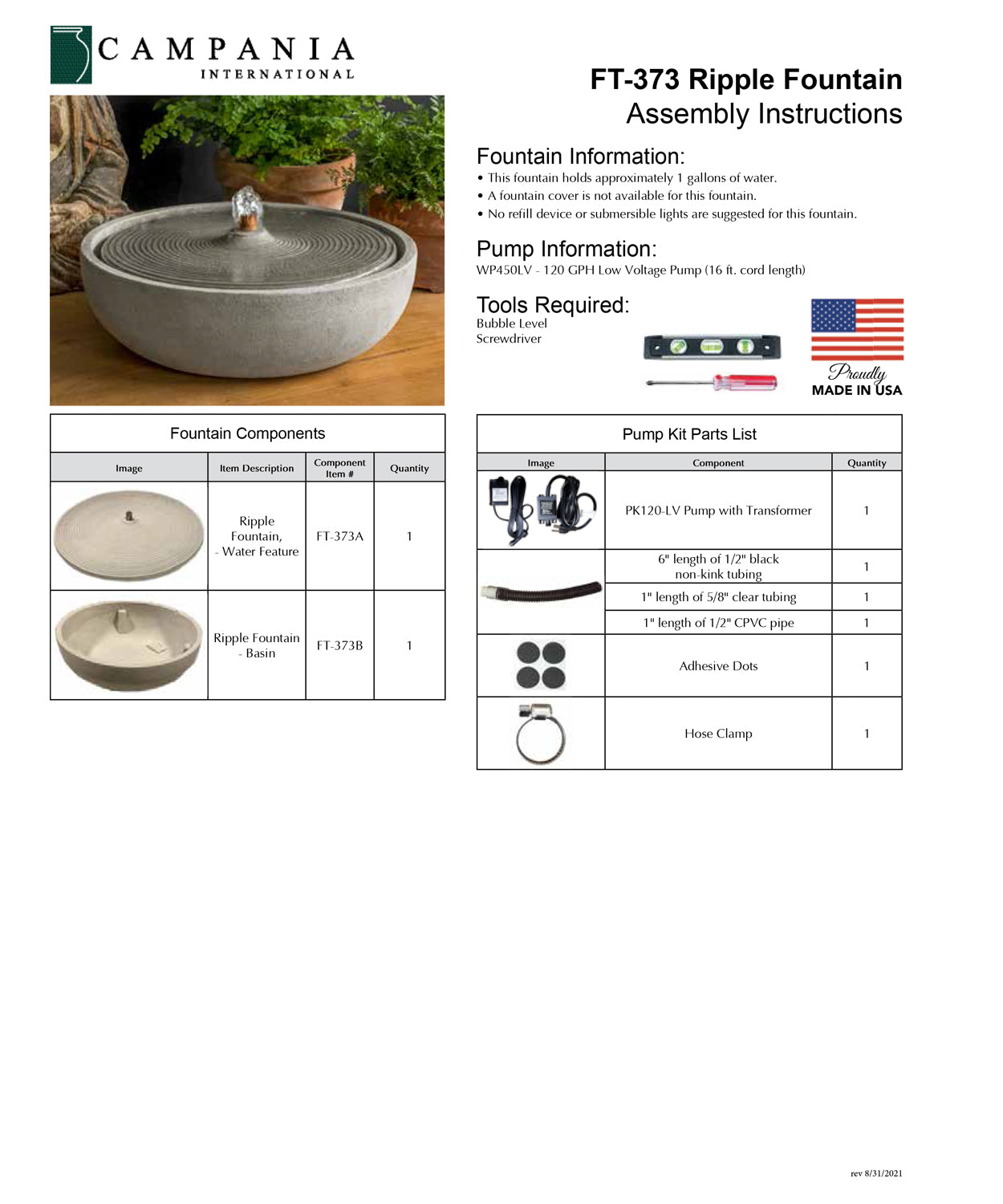 Campania International Ripple Table Top Water Fountain
