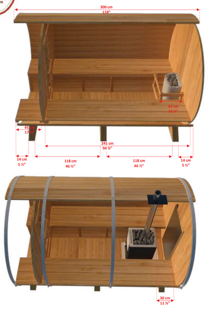 8 Person Barrel Sauna - Tranquility