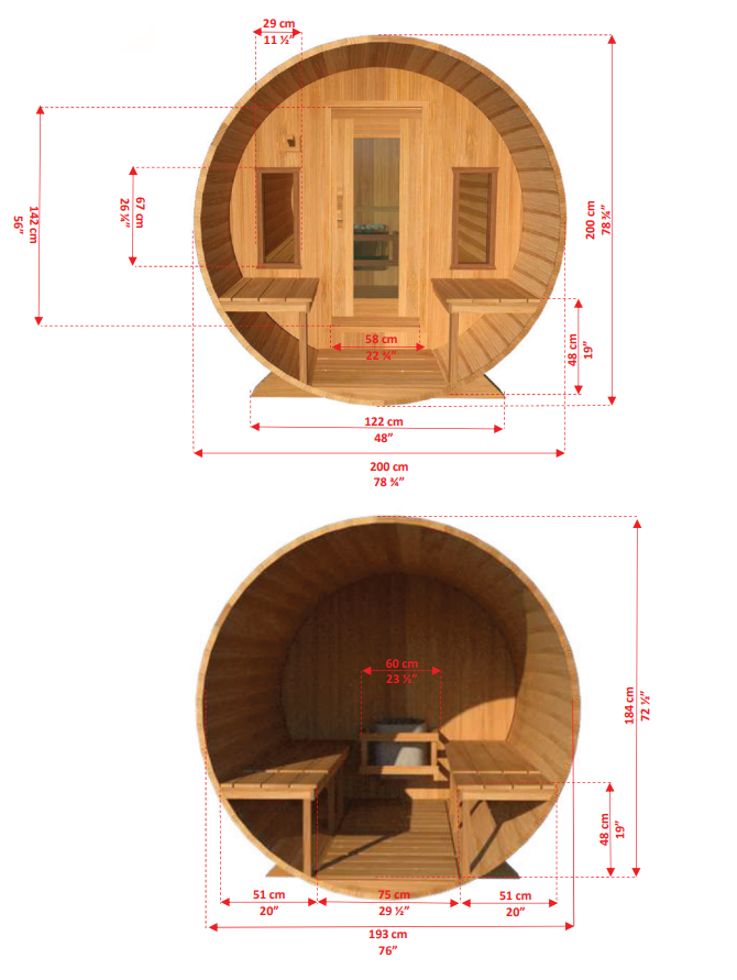 8 Person Panoramic Barrel Sauna - Tranquility