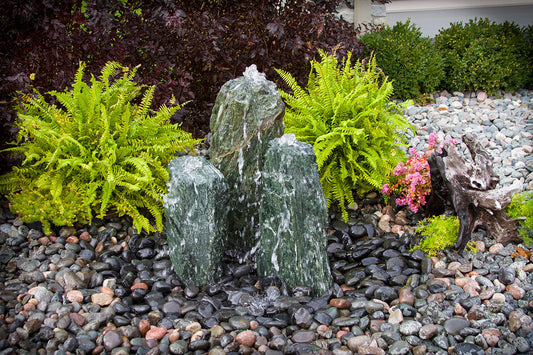 Blue Thumb Chiseled "Sea Green" 3-Column Stone Fountain