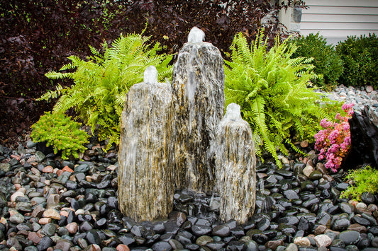 Blue Thumb Chiseled "Beachcomber" 3-Column Stone Fountain